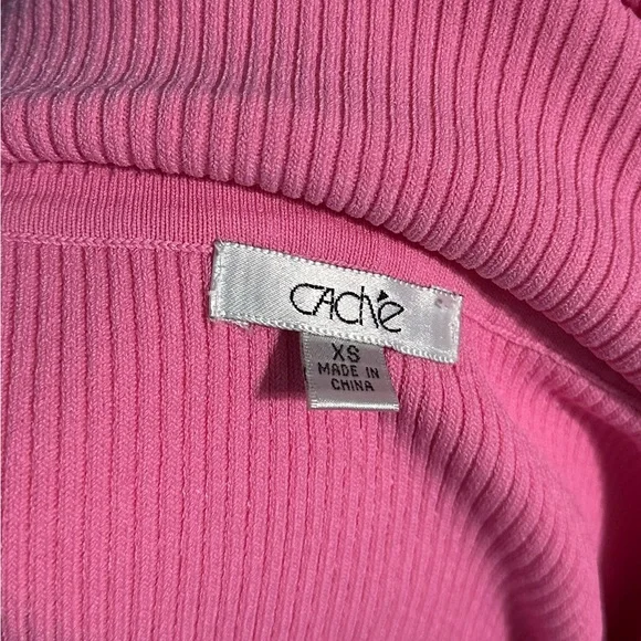 Cache pink full front zip off shoulder top - Picture 6 of 8